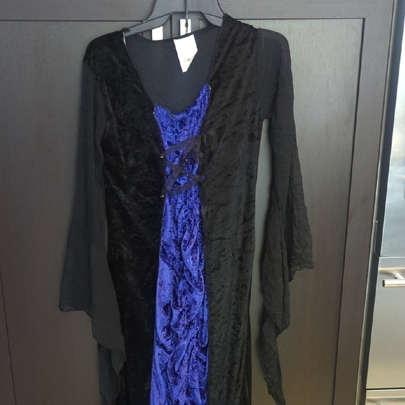 Goth Witch Costume Long Sleeve Dress With Hat - Teen Girl XS Women New - Picture 2 of 5